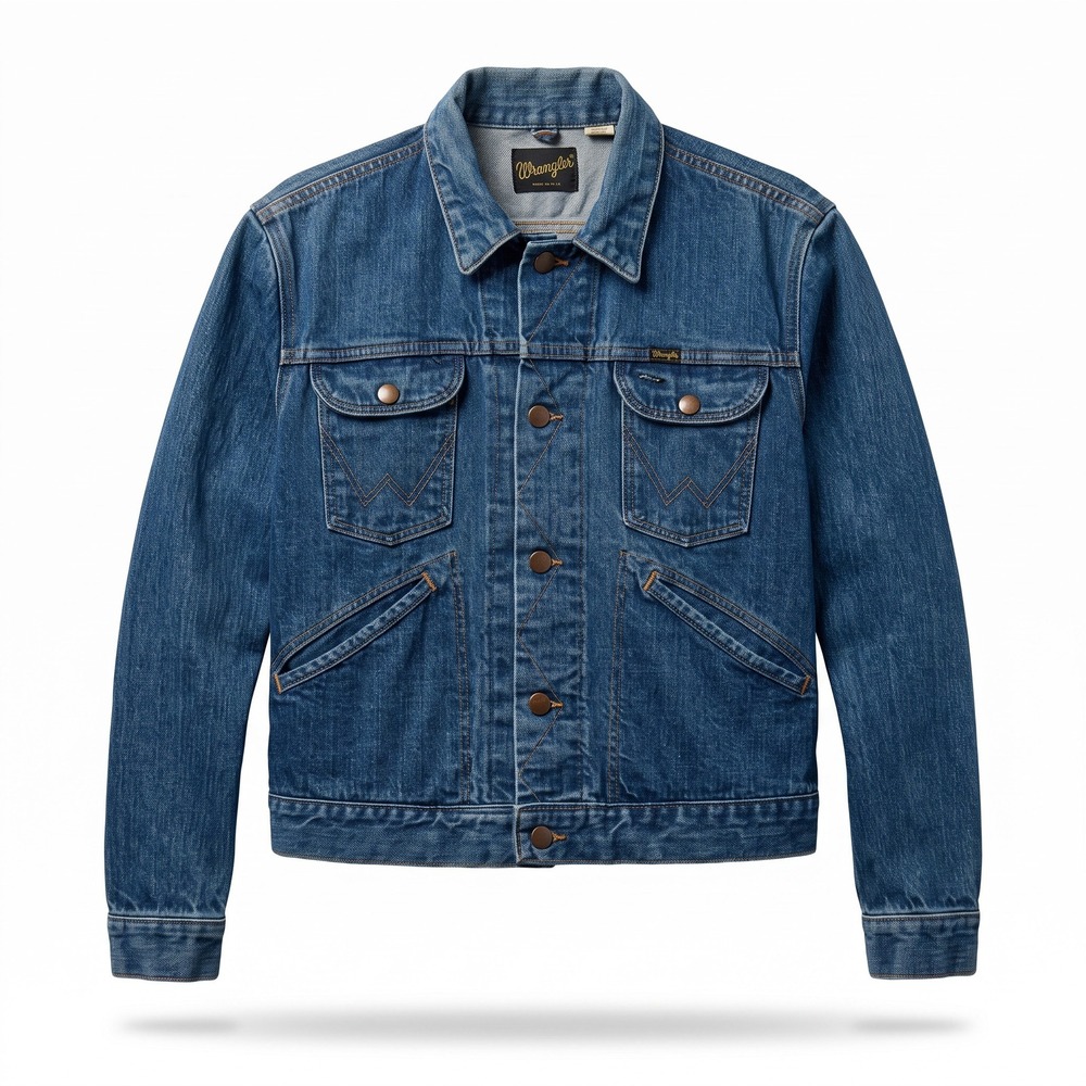1970's Wrangler 124MJ Denim Jacket Trucker Western Blue Jean Unisex Size 40M Vtg